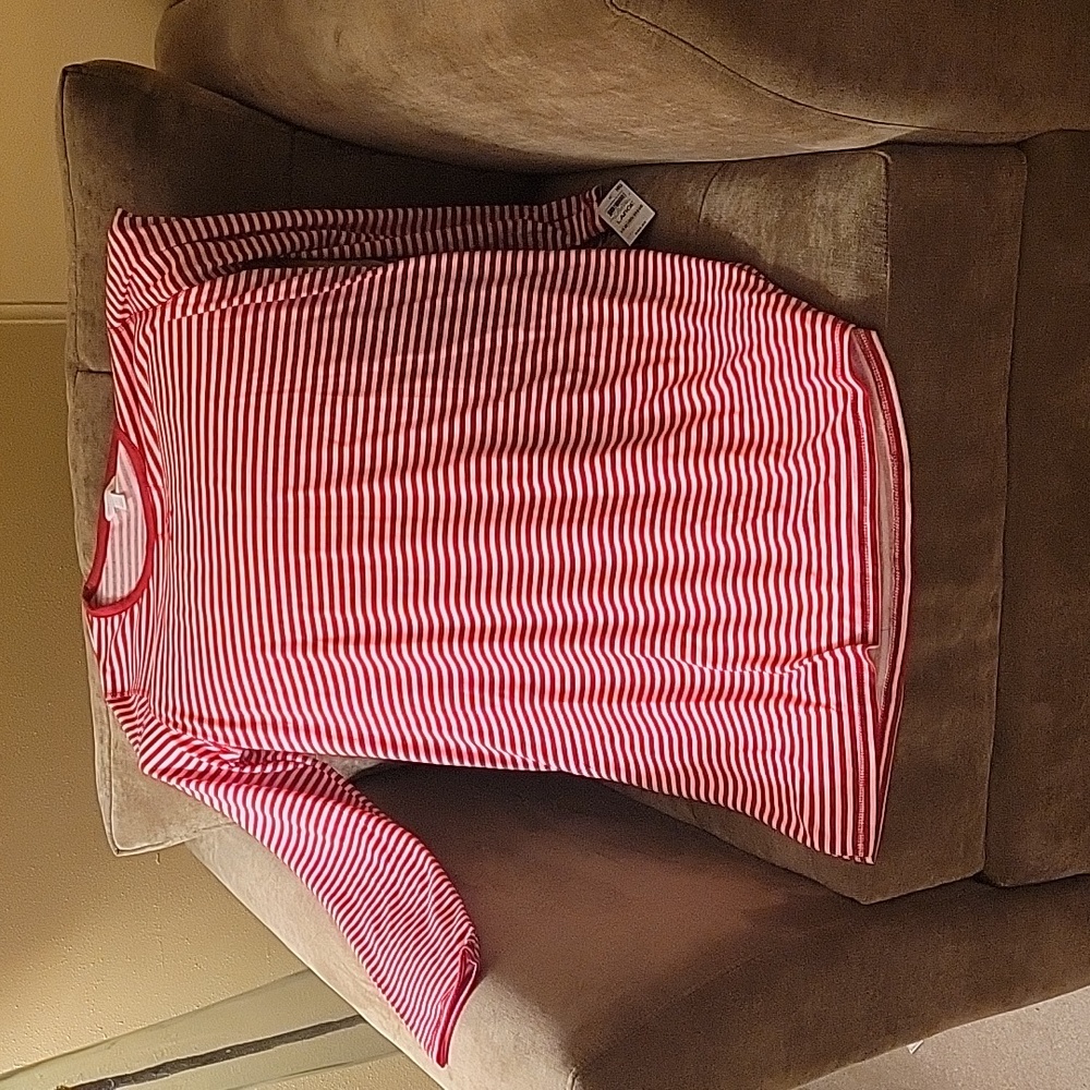 Red and white striped nightgown